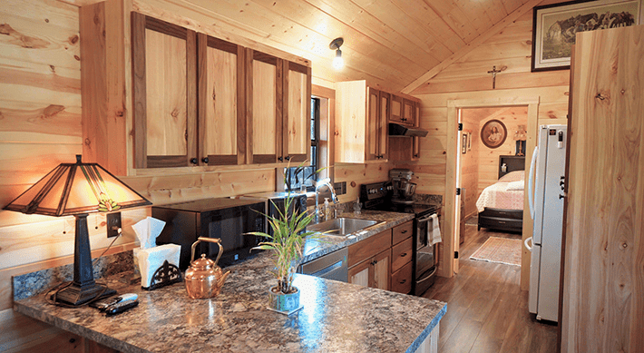 custom cabin kitchen view